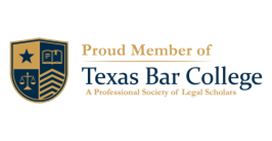 Texas Bar College logo with text: Proud Member badge.